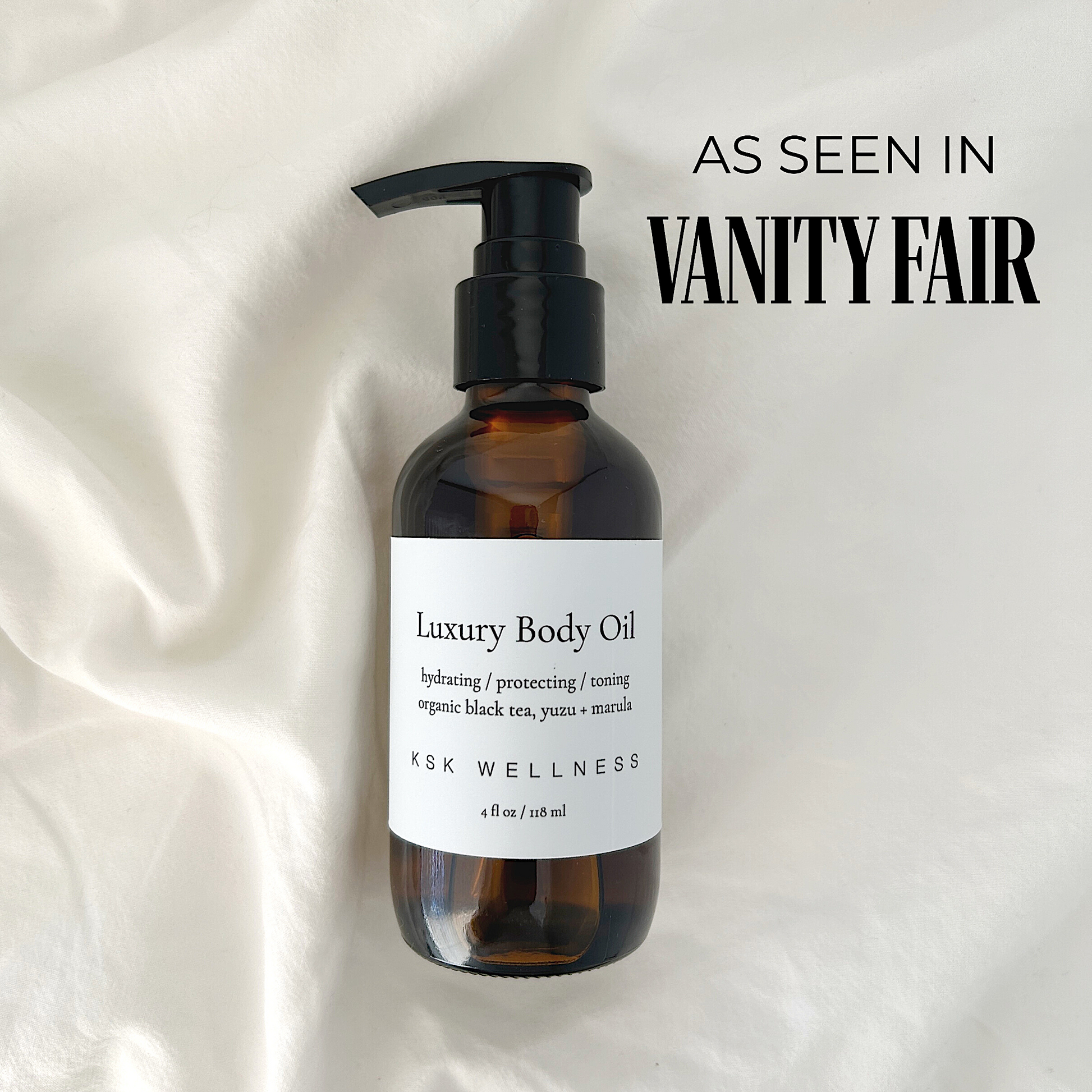 The Luxury Body Oil works to restore dry skin, strengthen skin barrier, and moisturize your body leaving skin velvety soft. It has anti-aging benefits helps to inhibit the breakdown of collagen. It is loaded with vitamins A, B, D + E that help prevent premature aging. It contains lecithin, oleic and linoleic acid that helps to maintain the skin’s natural barrier, supporting its ability to retain moisture due to its high lipid and fatty acid content. Sustainable, clean beauty, vegan and cruelty free.